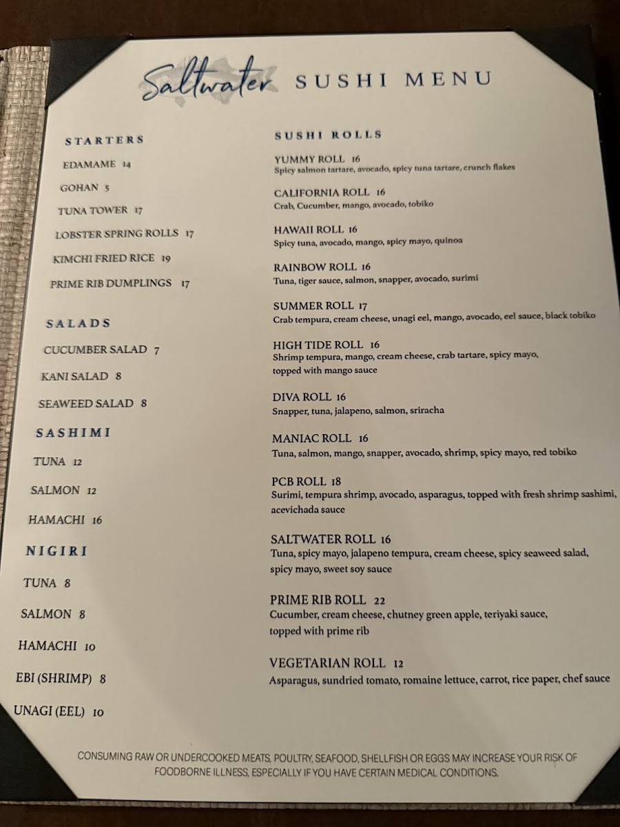 Menu - Saltwater Grill photo 10