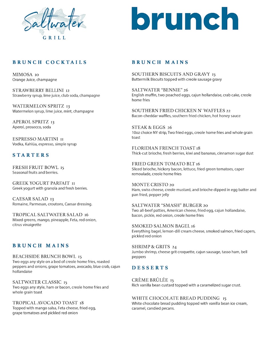 Menu - Saltwater Grill photo 2